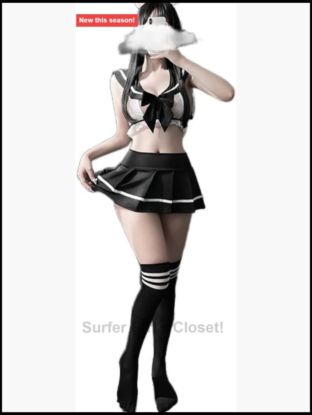 Sexy Japanese Schoolgirl Cosplay Lingerie Set with Pleated Skirt